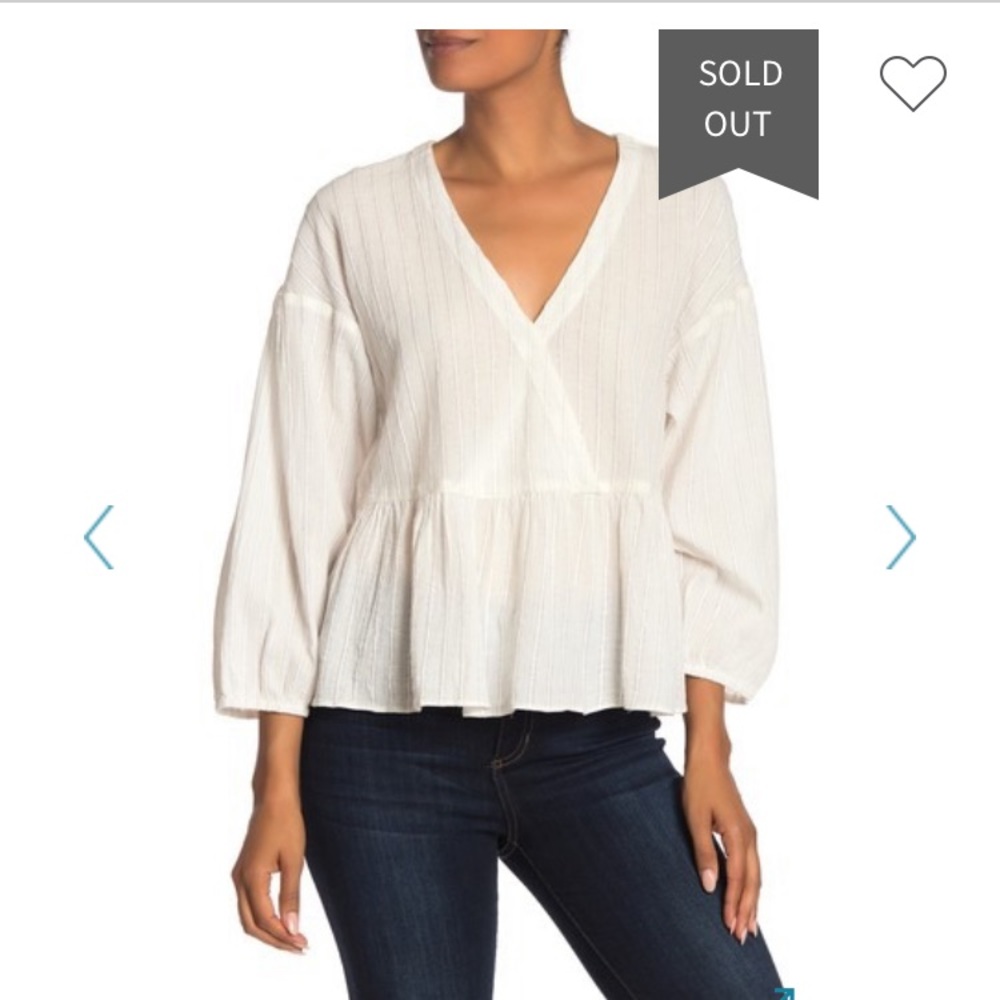 Madewell Metallic Bubble Sleeve Peplum Top XL